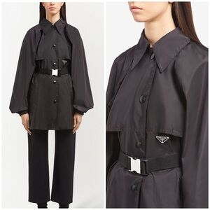 PRADA Black Re-Nylon safari rain jacket SZ IT 42, US 6, M